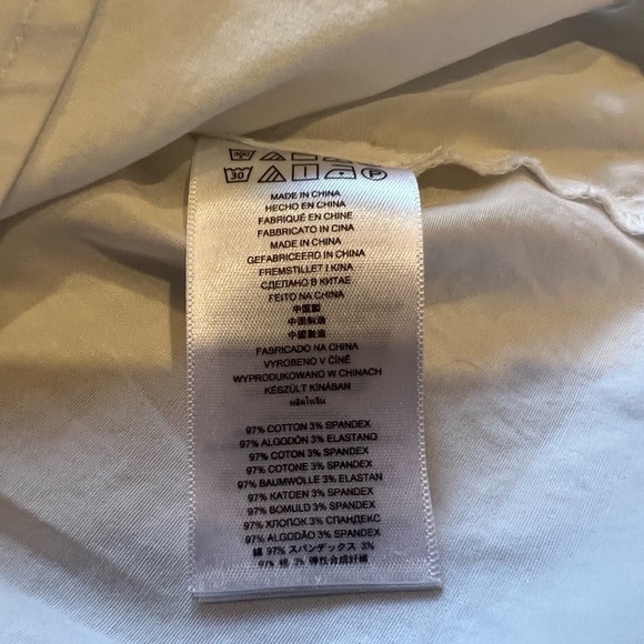 Michael Kors full zip collared long sleeve white top small stretch cotton - Picture 7 of 9